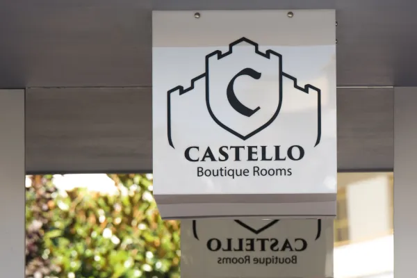 Castello Boutique Rooms sign in Kavala